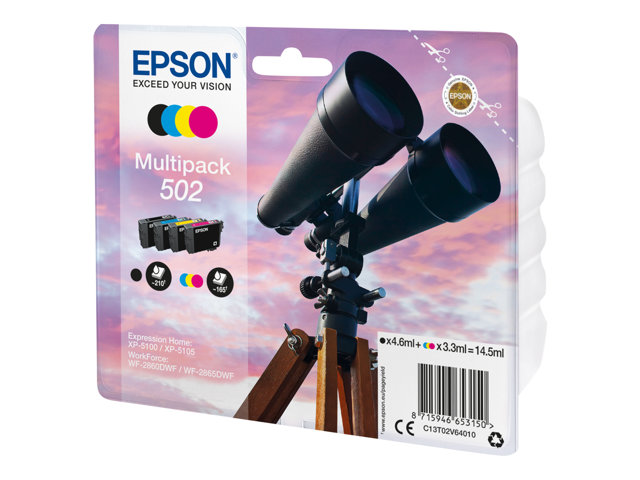 Epson 502 Multipack - 4-pack - black, yellow, cyan, magenta - original - ink cartridge