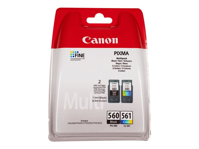 Canon PG-560 / CL-561 Multipack - 2-pack - black, colour (cyan, magenta, yellow) - original - ink cartridge - for PIXMA TS5350, TS5351, TS5352, TS5353, TS7450, TS7451