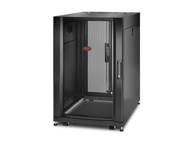 APC NetShelter SX - Rack cabinet - black - 18U - 19" - TAA Compliant - for P/N: SMTL1500RM3UC, SMTL1500RMI3UC, SRT2200RMXLAUS, SRTL3KRM1UC, SRTL3KRM1UNC