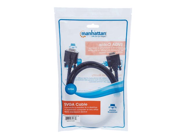 SVGA MONITOR CABLE 1.8M- MALE/MALE BLACK POLYBAG