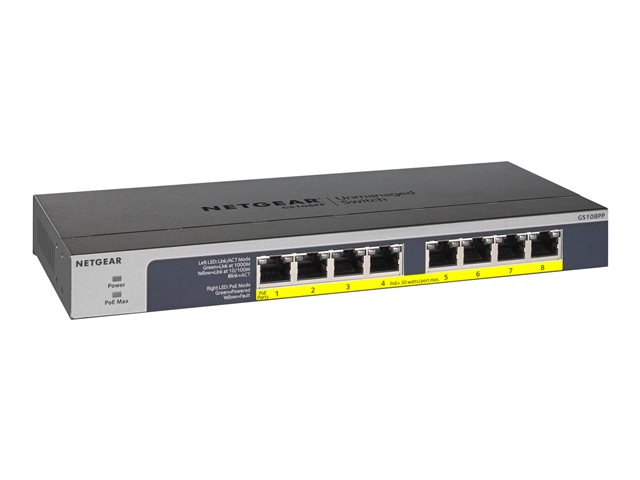 NETGEAR GS108PP - switch - 8 ports - rack-mountable