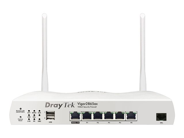 Draytek Vigor 2865ax - wireless router - DSL modem - Wi-Fi 6 - Wi-Fi 6 - desktop, wall-mountable