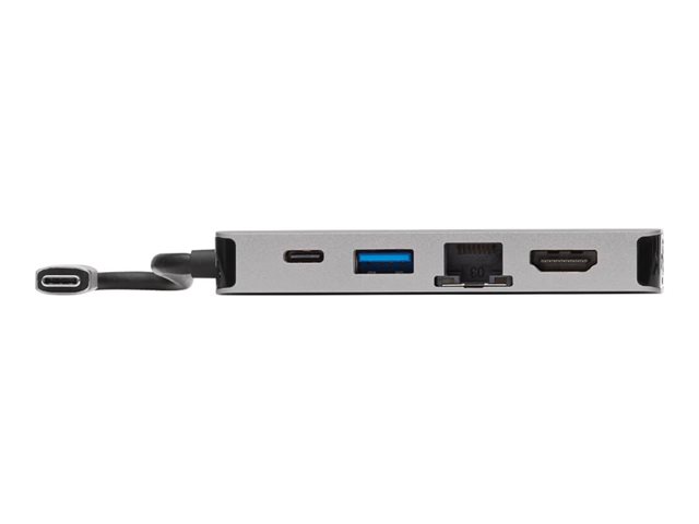 Eaton Tripp Lite Series USB-C Portable Docking Station - HDMI 4K @ 30 Hz, VGA, USB-A/USB-C, GbE, PD Charging 3.0, Gray - docking station - USB-C - VGA, HDMI, USB-C - 1GbE