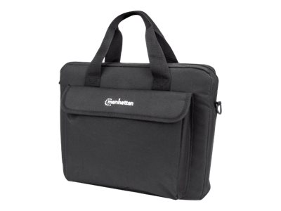 Manhattan London Laptop Bag 12.5", Top Loader, Black, LOW COST, Accessories Pocket, Shoulder Strap (removable), Notebook Case, Three Year Warranty - notebook carrying case