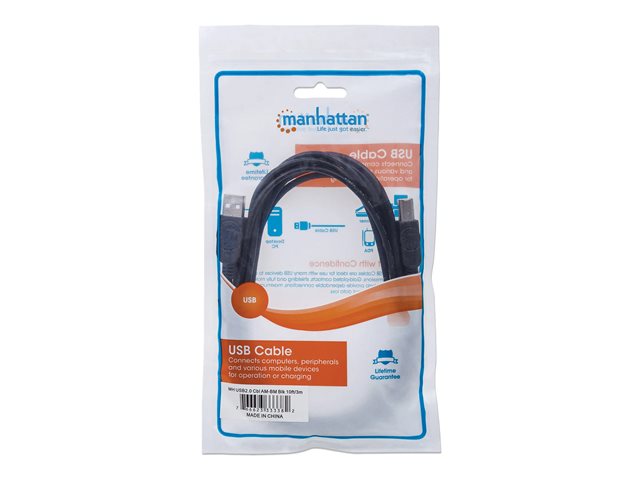 USB-A TO USB-B CABLE 3M- MALE/MALE 480MBPS (USB 2.0) BLC