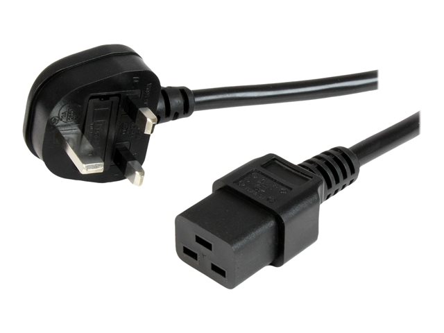 StarTech.com 6ft (2m) UK Computer Power Cable, 16AWG, BS 1363 to C19 Power Cord, 13A 250V, Black Replacement AC Power Cord, TV/Monitor Power Cable, BS 1363 to IEC 60320 C19 - For PC & Network Equipment - power cable - IEC 60320 C19 to BS 1363 - 2 m