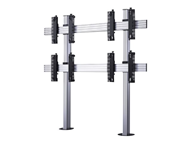 B-TECH System X BT8372 stand - bolt-down - for 2x2 video wall - black with silver column