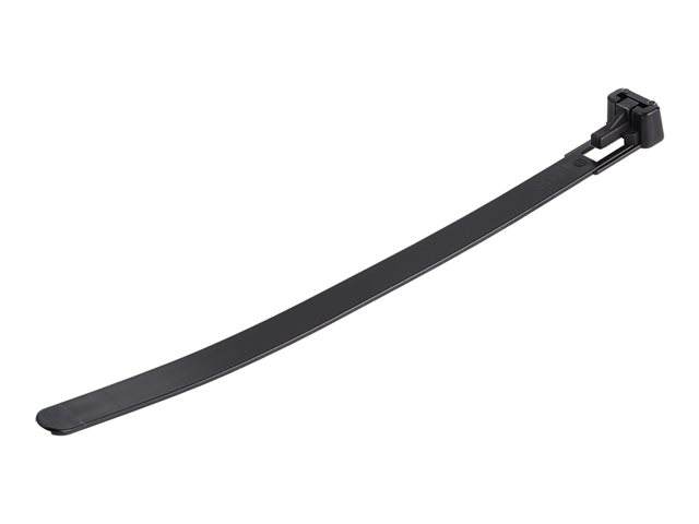 Startech 15cm(6") Reusable Cable Ties, 7mm(1/4") wide, 35mm(1-3/8") Bundle Dia. 22kg(50lb) Tensile Strength, Releasable Nylon Ties, Indoor/Outdoor, 94V-2/UL Listed, 100 Pack, Black - Nylon 66 Plastic - TAA (CBMZTRB6BK) - Cable tie - 15 cm - black - TAA Co