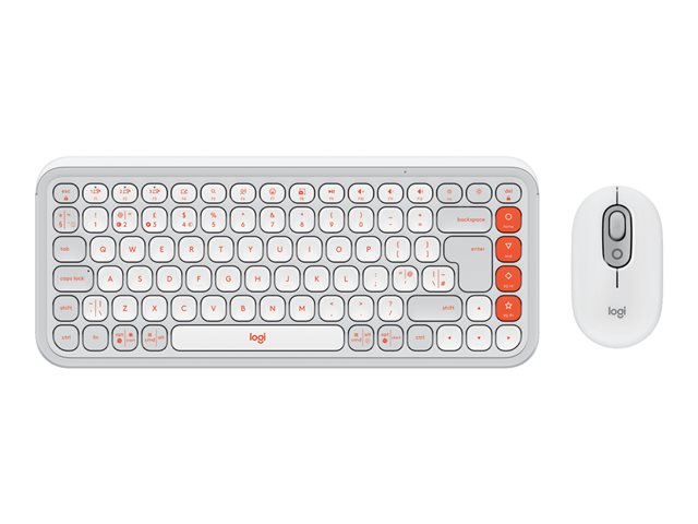 Logitech POP Icon Combo - Keyboard and mouse set - wireless - Bluetooth LE - QWERTY - UK - off-white, orange