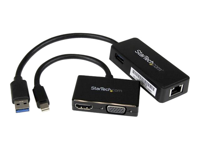 Startech 2-in-1 Accessory Kit for Surface and Surface Pro 4 - mDP to HDMI / VGA - USB 3.0 GbE - Works with Surface Pro 3 and Surface 3 (MSTS3MDPUGBK) - Notebook accessories bundle - black - for Microsoft Surface 3, Pro 2, Pro 3, Pro 4