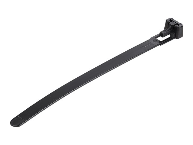 Startech 12cm(5") Reusable Cable Ties, 7mm(1/4") wide, 30mm(1-1/8") Bundle Dia. 22kg(50lb) Tensile Strength, Releasable Nylon Ties, Indoor/Outdoor, 94V-2/UL Listed, 100 Pack, Black - Nylon 66 Plastic - TAA (CBMZTRB5BK) - Cable tie - 12.5 cm - black - TAA