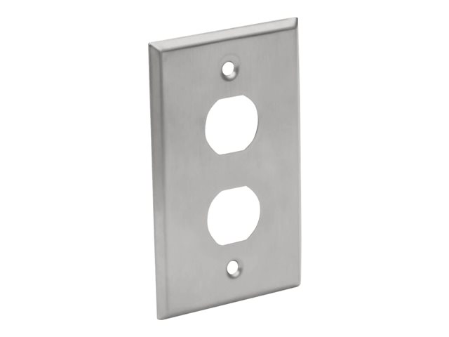 Eaton Tripp Lite Series RJ45 Bulkhead Wall Plate 2 Cutouts Industrial Metal Single Gang TAA - Faceplate - wall mountable - RJ-45 - silver - 2-gang - TAA Compliant