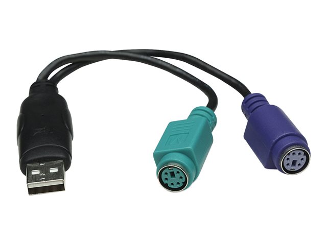 USB-A TO 2X PS/2 CONVERTER- MALE/FEMALE 15CM BLACK BLISTER