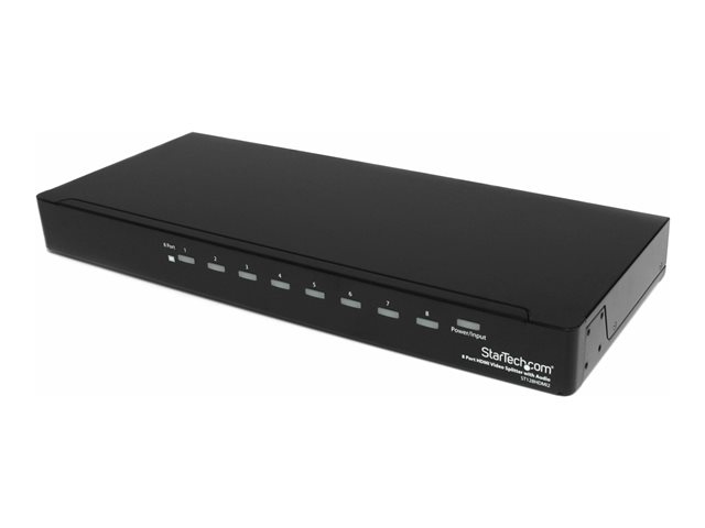 StarTech.com 8 Port HDMI Splitter - Mounting Brackets - HDMI Multi Port - HDMI Hub - HDMI Audio Splitter - HDMI Splitter Box (ST128HDMI2) - video/audio splitter - 8 ports - rack-mountable