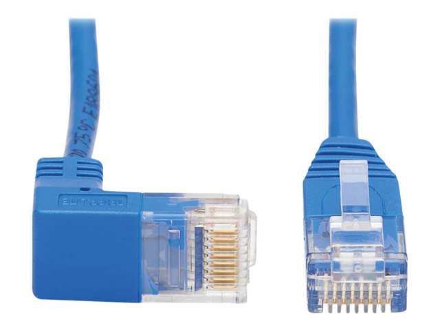 Tripp Lite Down-Angle Cat6 Gigabit Molded Slim UTP Ethernet Cable (RJ45 Right-Angle Down M to RJ45 M), Blue, 1 ft. - patch cable - 30.5 cm - blue