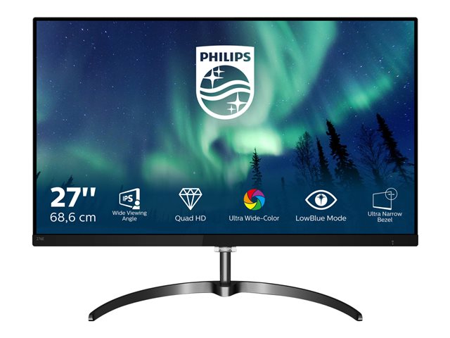Philips E-line 276E8FJAB - LED monitor - 27" - 2560 x 1440 QHD - IPS - 350 cd/m² - 1000:1 - 4 ms - HDMI, VGA, DisplayPort - speakers - black, gun metal