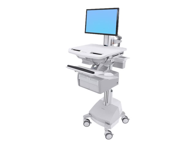 Ergotron StyleView Cart with LCD Pivot, SLA Powered, 2 Tall Drawers - Cart - open architecture - for LCD display / PC equipment - lockable - aluminium, zinc-plated steel, high-grade plastic - screen size: up to 24" - 66 Ah - Lead Acid - TAA Compliant