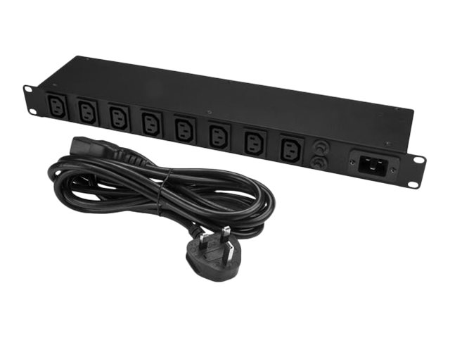 StarTech.com 8-Port Rack-Mount PDU with C13 Outlets - 16 A - 10 ft. Power Cord (BS 1363) - 1U - power distribution unit - 3120 VA