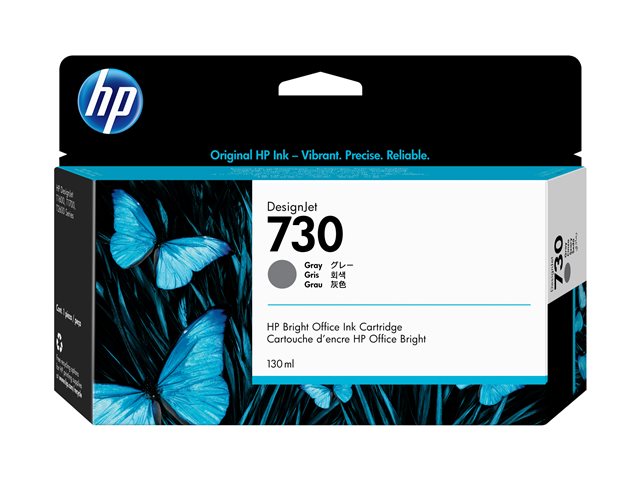 HP 730 - 130 ml - grey - original - DesignJet - ink cartridge - for DesignJet SD Pro MFP, T1600, T1600dr, T1700, T1700dr, T1708, T1708dr, T2600, T2600dr