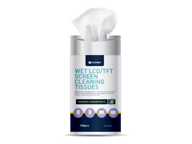 LCD CLEANING TISSUES (100 PACK) -SIZE 20X13CM FOR PLASTIC/GLASS