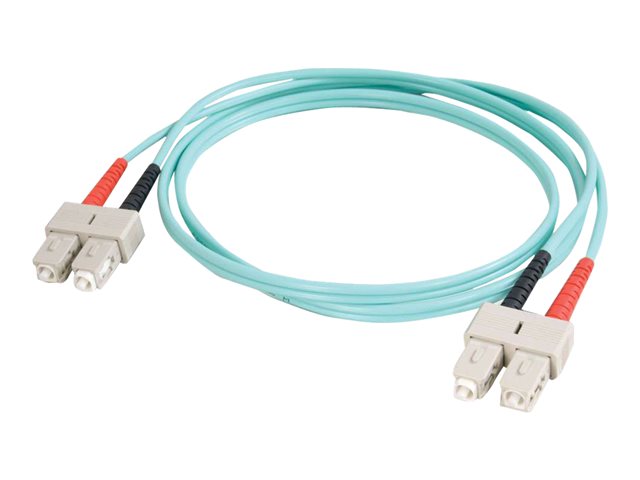 C2G SC-SC 10Gb 50/125 OM3 Duplex Multimode PVC Fiber Optic Cable (LSZH) - Network cable - SC multi-mode (M) to SC multi-mode (M) - 2 m - 2 m - fibre optic - duplex - 50 / 125 micron - OM3 - halogen-free - aqua