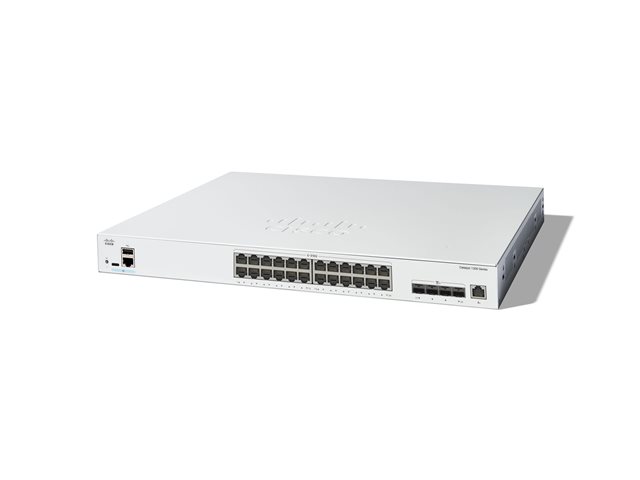 Cisco Catalyst 1300-24XT - Switch - L3 - smart - 24 x 10 Gigabit Ethernet + 4 x combo 10 Gigabit SFP+/RJ-45 - rack-mountable
