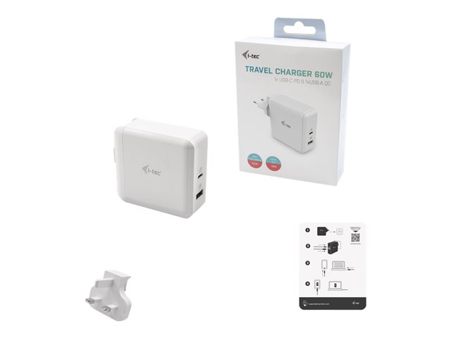 I-TEC USB-C TRAVEL CHARGER 60W + USB-A PORT 18W
