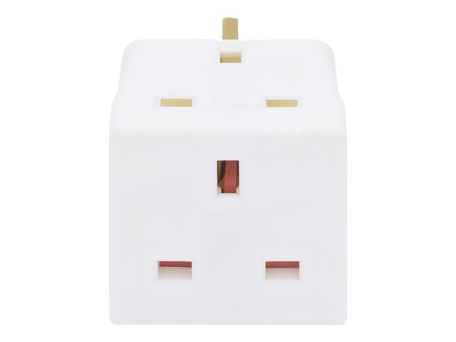 Manhattan UK Double Plug Adaptor, x2 output (2-way), Plug Socket, White, Three Year Warranty - power adapter - BS 1363A to BS 1363A
