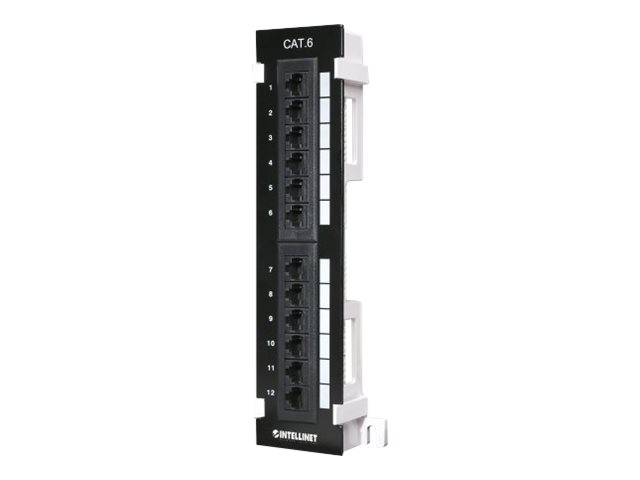 Intellinet Patch Panel, Cat6, Wall-mount, UTP, 12 Port, Black - patch panel