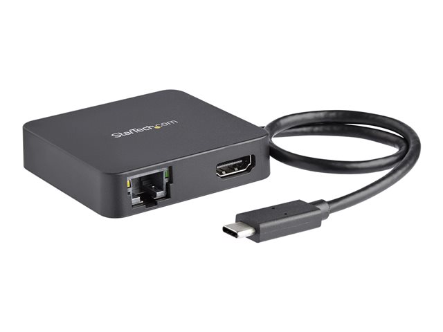 StarTech.com USB C Multiport Adapter, Portable USB-C Mini Dock 4K HDMI Video, Gigabit Ethernet, USB 3.0 Hub (1x USB-A 1x USB-C), USB Type-C Multiport Adapter, Thunderbolt 3 Compatible - USB-C Travel Dock (DKT30CHD) - docking station - USB-C / Thunderbolt