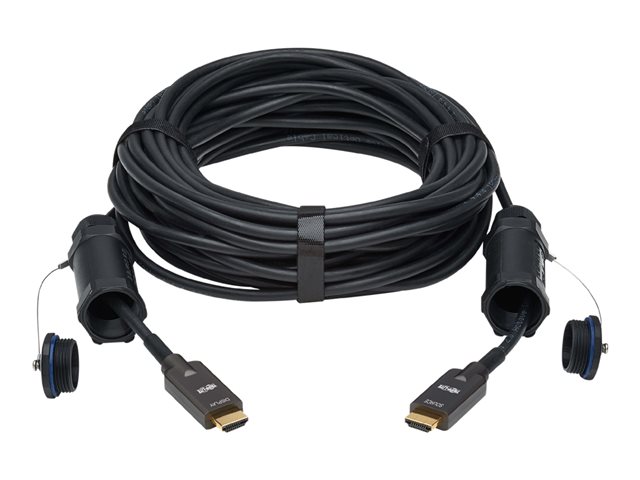 Eaton Tripp Lite Series High-Speed Armored HDMI Fiber Active Optical Cable (AOC) with Hooded Connectors - 4K @ 60 Hz, HDR, IP68, M/M, Black, 70 m - Premium High Speed - HDMI cable - HDMI male hooded to HDMI male hooded - 70 m - black - Active Optical Cabl