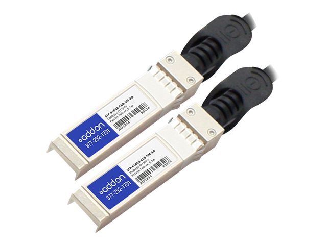 AddOn 0.5m Cisco Compatible SFP+ DAC - 10GBase direct attach cable - SFP+ (M) to SFP+ (M) - 0.5 m - twinaxial - passive - for Cisco 250 Series, Catalyst 2960, ESS9300, Nexus 93180, 9336, 9372, UCS 6140, C4200