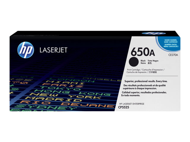 HP 650A - CE270A - 1 x Black - Toner cartridge - For Color LaserJet Enterprise CP5525dn, CP5525n, CP5525xh, M750dn, M750n, M750xh