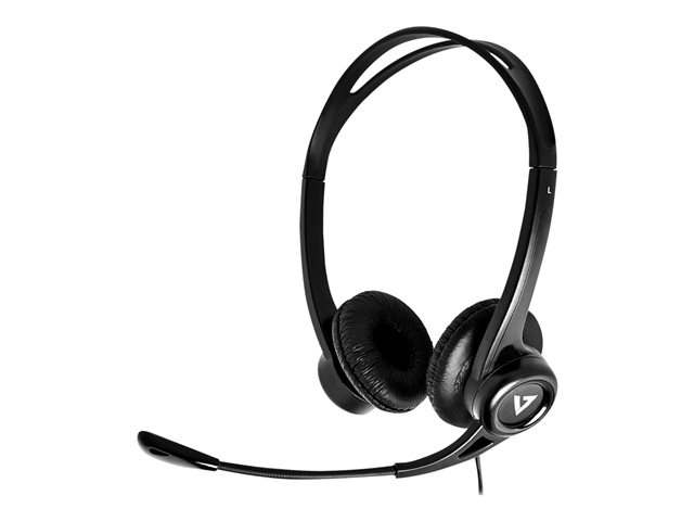 ESSENTIALS USB HEADSET W/MIC LTHR EARPADS INLINE CTRL BLACK