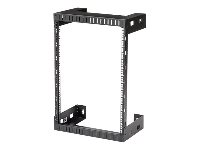 Startech 15U 19" Wall Mount Network Rack - 12" Deep 2 Post Open Frame Server Room Rack for Data/AV/IT/Computer Equipment/Patch Panel with Cage Nuts & Screws 200lb Capacity, Black (RK15WALLO) - Rack - wall mountable - black - 15U - 12"