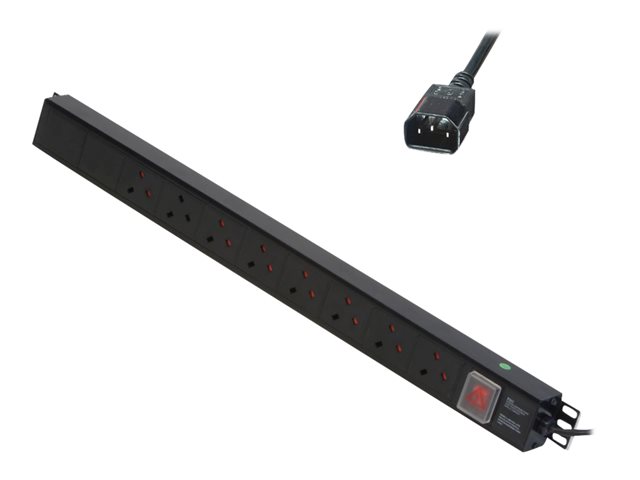 VERTICAL 8 WAY UK PLUG PDU IEC PLUG TO 8 X UK SOCKETS