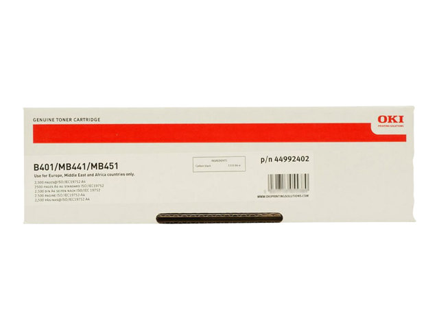 OKI - Black - original - toner cartridge - for B401d, 401dn, MB441, 441-L, 451, 451-L, 451W