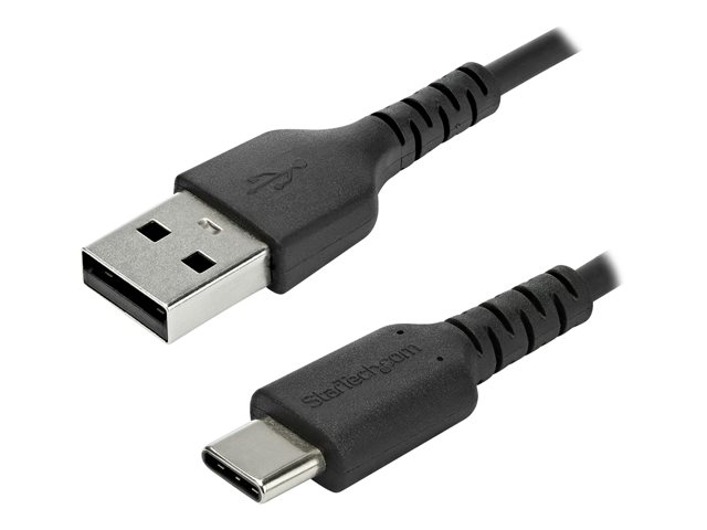 StarTech 2m USB A to USB C Charging Cable, Durable Fast Charge & Sync USB 2.0 to USB Type C Data Cord, Rugged TPE Jacket Aramid Fiber M/M 3A Black, Samsung S10, S20, iPad Pro, Pixel - Heavy Duty and Rugged - USB cable - USB (M) straight to USB-C (M) strai