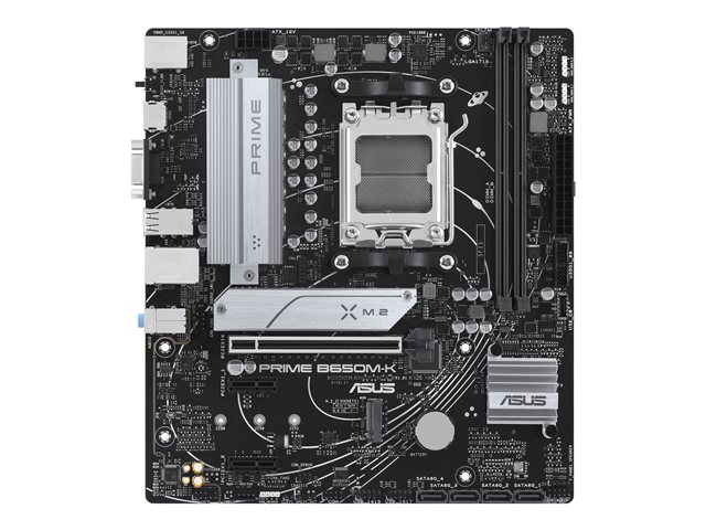ASUS PRIME B650M-K - Motherboard - micro ATX - Socket AM5 - AMD B650 Chipset - USB-C 3.2 Gen 1, USB 3.2 Gen 1, USB 3.2 Gen 2 - 2.5 Gigabit LAN - onboard graphics (CPU required) - HD Audio (8-channel)