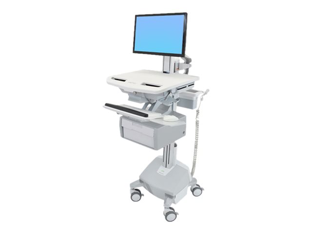 Ergotron StyleView Cart with LCD Pivot, LiFe Powered, 1 Tall Drawer - Cart - open architecture - for LCD display / PC equipment - lockable - aluminium, zinc-plated steel, high-grade plastic - screen size: up to 22" - 40 Ah - lithium - TAA Compliant