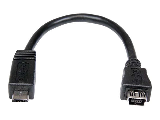 StarTech 6in Micro USB to Mini USB Adapter Cable M/F - Micro USB male to Mini USB female - Micro USB to Mini USB Adapter (UUSBMUSBMF6) - USB adapter - mini-USB Type B (F) to Micro-USB Type B (M) - USB 2.0 - 15.24 cm - black - for P/N: USB2PCARBK, USB2PCAR