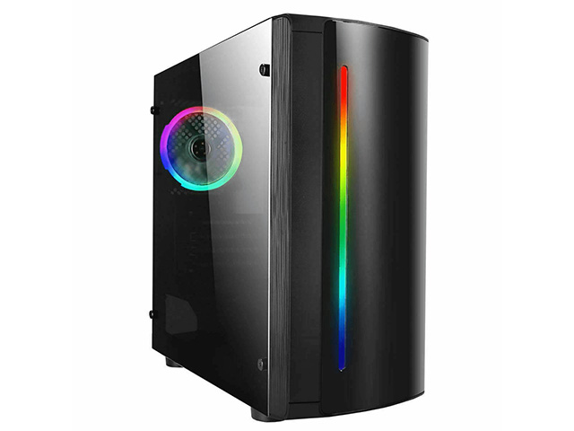 OPEN BOX - CiT Beam MATX Gaming Case Rainbow RGB Strip 1 x Rainbow RGB fan Acrylic Side