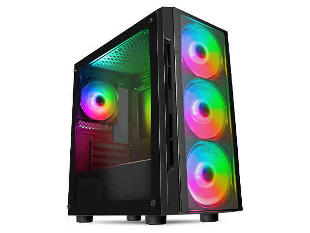 CIT Flash Gaming Case Matx 4x ARGB fans TG Front and Side Panels EPE