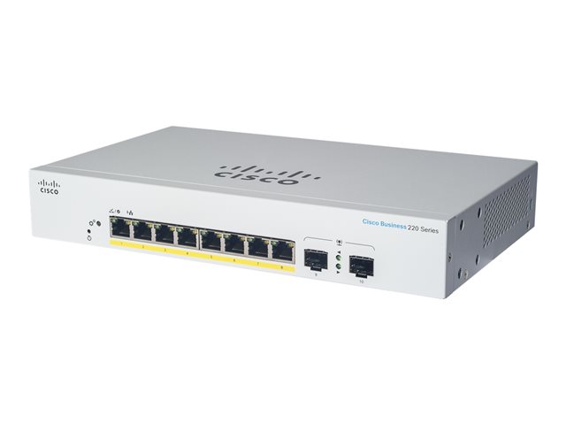 Cisco Business 220 Series CBS220-8T-E-2G - Switch - smart - 8 x 10/100/1000 + 2 x Gigabit SFP (uplink) - rack-mountable