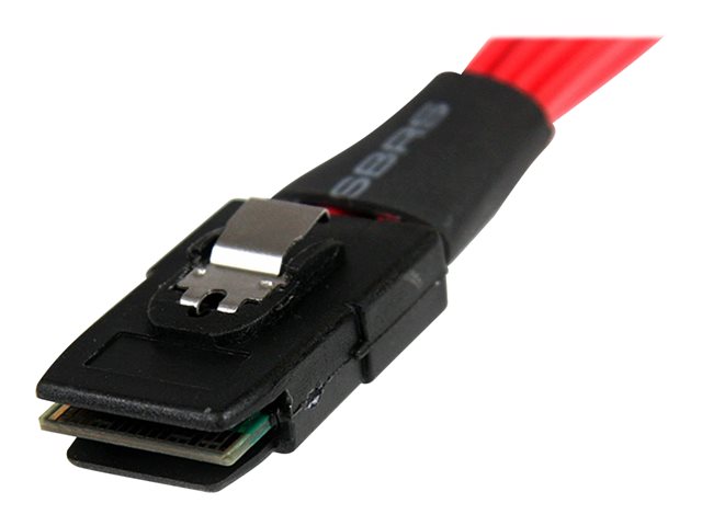 StarTech 50cm Serial Attached SCSI SAS Cable - SFF-8087 Plug to 4x Latching SATA (female) - Mini SAS to SATA Cable (SAS8087S450) - SATA / SAS cable - Serial ATA 150/300/600 - 4-Lane - SATA (R) to 36 pin 4i Mini MultiLane (P) - 50 cm - latched - red