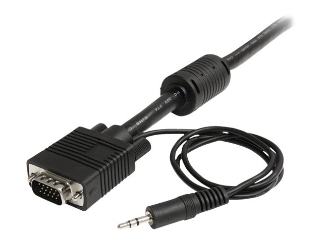 StarTech 2m Coax High Resolution Monitor VGA Video Cable with Audio - VGA cable - HD-15 (VGA), mini-phone stereo 3.5 mm (M) to HD-15 (VGA), mini-phone stereo 3.5 mm (M) - 2 m - molded, thumbscrews - black