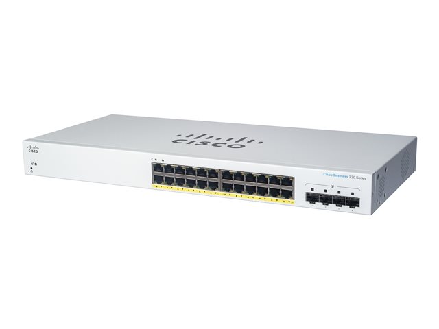 Cisco Business 220 Series CBS220-24T-4G - Switch - smart - 24 x 10/100/1000 + 4 x Gigabit SFP (uplink) - rack-mountable