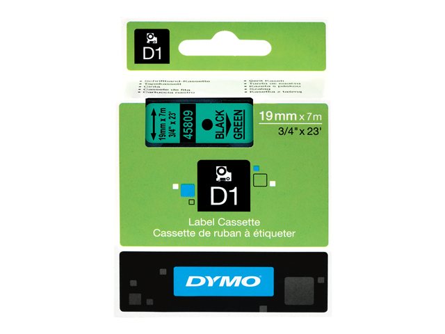DYMO D1 Tape 19mm Black on Green