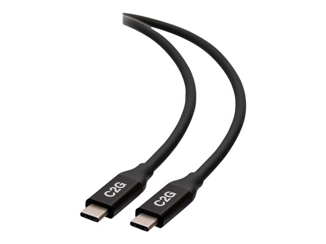 C2G 2.5ft (0.8m) USB-C Male to USB-C Male Cable (20V 5A) - USB4 (40Gbps) - USB cable - USB-C (M) to USB-C (M) - USB 2.0 / USB 3.2 / USB4 / Thunderbolt 3 - 20 V - 5 A - 80 cm - reversible connectors, 8K support, gold flashed contacts, USB Power Delivery (1