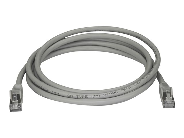 StarTech.com 2m CAT6A Ethernet Cable, 10 Gigabit Shielded Snagless RJ45 100W PoE Patch Cord, CAT 6A 10GbE STP Network Cable w/Strain Relief, Grey, Fluke Tested/UL Certified Wiring/TIA - Category 6A - 26AWG (6ASPAT2MGR) - patch cable - 2 m - grey
